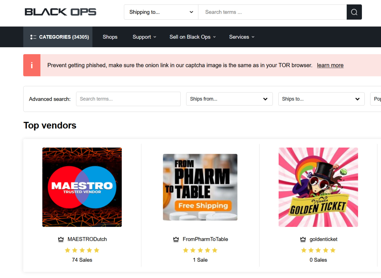 Screenshot of Blackops Market user interface on a CRT monitor, with acid yellow and neon pink UI elements, thick black outlines